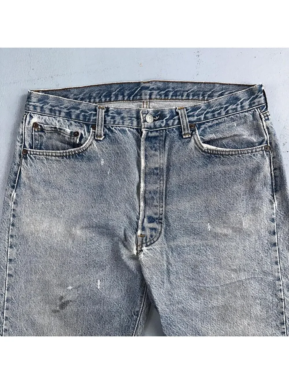 Levis 501 Vintage 80s USA XX Straight Leg Jeans Blue Light Wash 38x33 Act 34x29